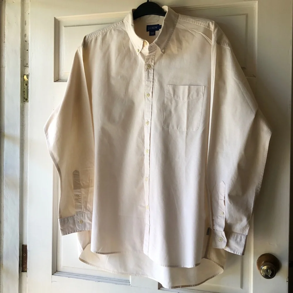 J. CREW Light Yellow Ivory button down Long Sleeve Dress Shirt Size L
